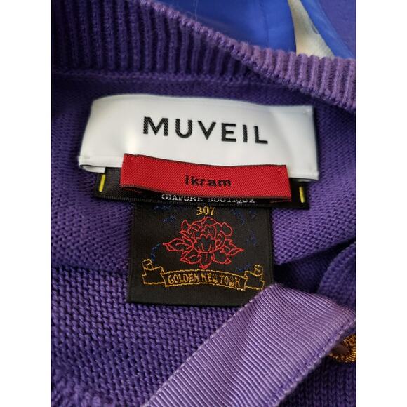 MUVEIL Penguin Knit Cardigan Purple Embellished Sz FR38 US M Made In Dreamland - - Picture 6 of 8